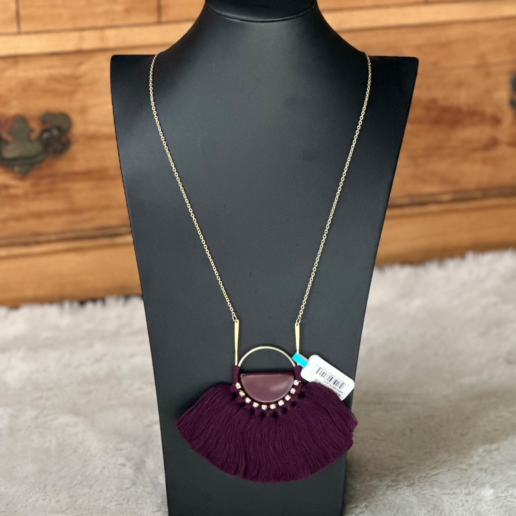 Nwt Shiraleah Anthropologie Anya Tassel Necklace In Plum Gold 22 29$